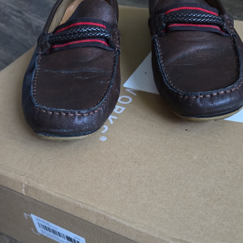 Aldo Men's Brown Loafers with Red Accents sz. 8 Used fit 9.5 - Picture 4 of 9